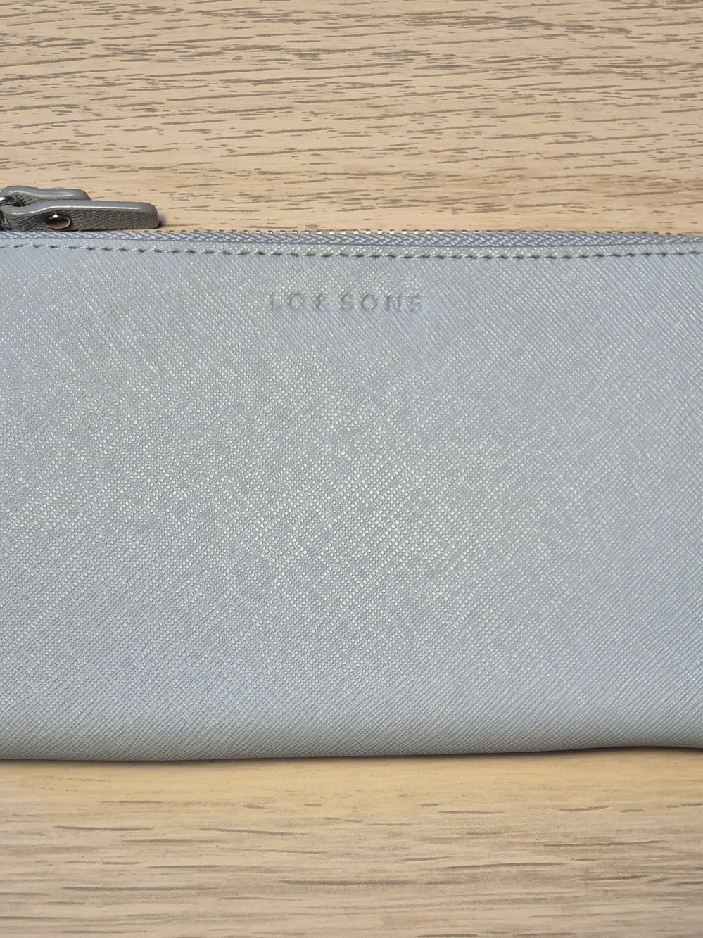 Lo & Sons Magnolia Leather Wallet, Desert Blue saffiano leather